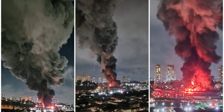 Incêndio atinge imóvel comercial em Guarulhos, Grande SP